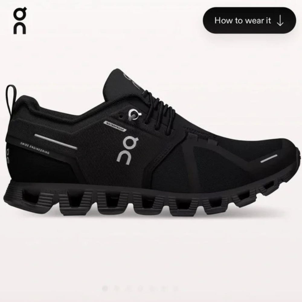On Cloud 5 Waterproof Running Shoes All Black  Like new